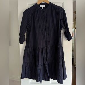 Apiece Apart Anna striped mini shirt dress navy & red piping -great condition!